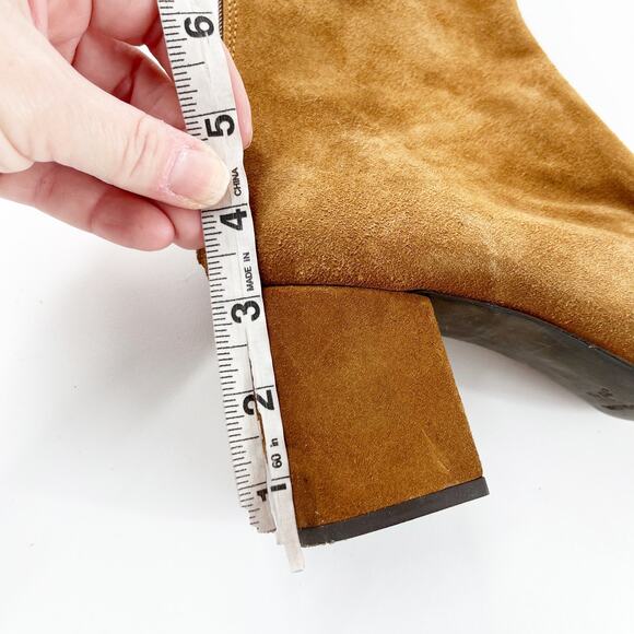 Free People Cecile Square Toe Block Heel Back Zip Suede Ankle Boots Brown 9.5 - Picture 6 of 12